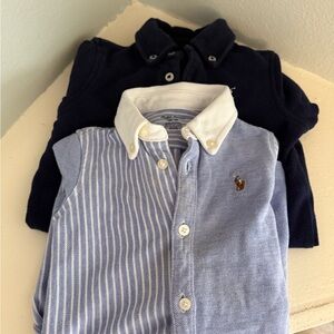 Two Ralph Lauren button down collar rompers $30 sizes 6m 9m